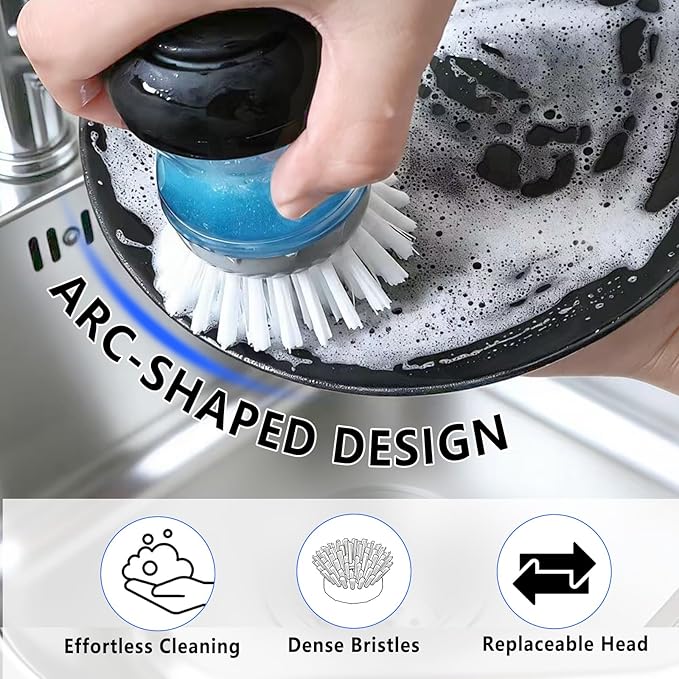 4 Pack Brush Refills for OXO Dish Brush Refill B, Brush Head Replacement OXO Dish Brush Replacement Head（Grey Round）