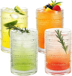 Hobnail Drinking Glasses Set of 4, 16 Oz Vintage Style Tumblers Smooth Interior Thick Durable Glasses Cups Dishwasher Safe for Water, Juice, Wine, Whiskey