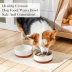 MALACASA Dog Bowls, Ceramic Dog Food and Water Bowls for Medium Size Dogs, 3.5 Cups Capacity Pet Bowl for Medium Dogs (M-3.5 Cups)