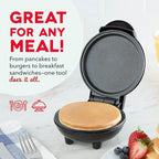 Dash Mini Maker Griddle - Compact Griddle for Creative Homemade Treats - Nonstick Surface, Quick Heat-Up System & Space-Saving Design - Black