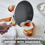 GreenPan 8” Nonstick Frying Pan Skillet, PFAS-Free Ceramic, Hard Anodized Cookware, Stainless Steel Handle, Dishwasher & Oven Safe, Paris Pro, Gray