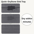 NiuYichee 2 PCS Water Absorbent diatomite Coasters, 7.1" x 3.5" Water Absorbing Stone Tray for Sink, Stone Drying mat for Kitchen Counter, Stone soap Tray Used for Hand Soaps & toiletries & Plants