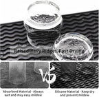 ZLR Silicone Dish Drying Mat for Kitchen Counter, Eco-Friendly Fast Dry Dish Mat, Easy Clean Multi Usage Drying Matt, Heat Resistant Trivet, 12" x 16" Large, Black