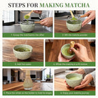 Matcha Whisk Set, Japanese Tea Ceremony Utensils (8 PCS) with Matcha Bowl with Spout (19 oz), Bamboo Whisk, Scoop, Holder, Sifter, Tea Towel – Authentic Matcha Set & Gift Box (Green)