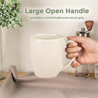 GBhome 12oz Coffee Mugs Set of 6, Large Ceramic Coffee Mugs for Man, Woman, Dad, Mom, Modern Coffee Mugs Set with handle for Tea/Latte/Cappuccino/Milk/Cocoa. Dishwasher&Microwave Safe,ivory