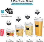 Vtopmart Airtight Food Storage Containers with Lids, 24 pcs Plastic Kitchen and Pantry Organization Canisters for Cereal, Dry Food, Flour and Sugar, BPA Free, Includes 24 Labels，Gray
