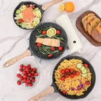 JEETEE Non Stick Frying Pan Set, Frying Pans Nonstick, Omelette Skillet with Soft Touch Handle, 3-Piece Cookware Set 8 Inch 9.5 Inch 11 Inch