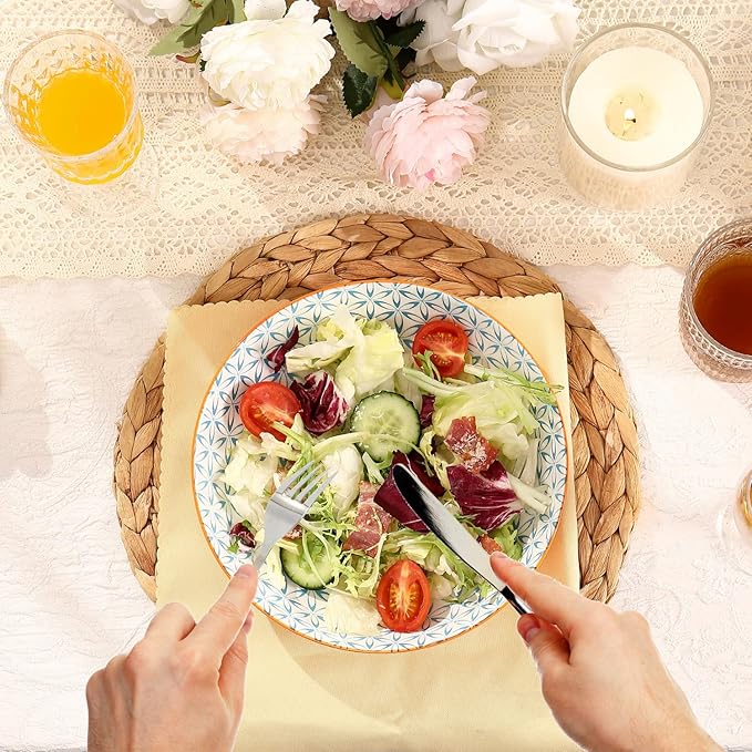 Large Ceramic Pasta Bowls Set of 6, 30 Oz Large Salad Bowls for Kitchen, 8.25 inch Decorative Ceramic Serving Bowl, Pasta Plates, Porcelain Dinner Soup Bowl Set, Microwave&Oven&Dishwasher Safe