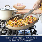 Rachael Ray Cook + Create Nonstick Frying Pan/Skillet with Helper Handle, 14 Inch - Almond
