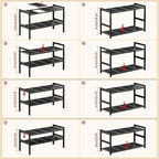 Under Sink Organizer and Storage 16.5"-30.7" Expandable Length, Adjustable Height Max 16.7" Under Sink Shelf 2 Tier with Removable ABS Panels Metal Frame for Bathroom Kitchen Pantry Cabitnet Pot Pan