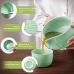 HELPLX Matcha Whisk Set, 10-Piece Japanese Matcha Kit with Bowl, Whisk & Holder, 2 Tea Cups, Bamboo Scoop, Spoon, Sifter, Scoop Rest & Tea Towel – Green Matcha Tea Set for Ceremony or Daily Use