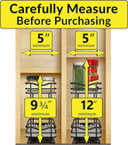 LYNK PROFESSIONAL® Pull Out Spice Rack Organizer for Inside Kitchen Cabinets - 4-3/8 inch Wide - Slide Out Drawer – Black Sliding Spice Organization for cabinet - Spice Racks - 2 Tier