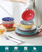 vancasso SELENE Plates and Bowls Set for 4, 12 Pieces Dinnerware Sets, Mircowave and Dishwasher Safe Dishes Set, Porcelain Muted Dinnerware