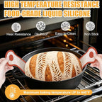 Silicone Bread Sling, 2Pcs Oval Silicone Baking Sling with Longer Handles, Non-Stick & Easy Clean Dutch Oven Baking Mat to Transfer SourDough Easily, Reusable Bread Mat Set （2PCS Red Oval）