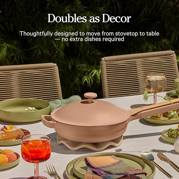 Our Place Large Always Pan | 12.5" Ceramic Pan with Modular Lid & Beechwood Spatula | Patented 10-in-1 Nonstick, Non-Toxic Cookware Made Without PFAS | Induction & Oven-Safe up to 450°F | Spice