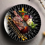 6-Inch Appetizer Plates Set of 6, Black and White Grid Ceramic Plates, Modern Checkerboard Appetizer/Dessert Plates, Microwave & Dishwasher Safe
