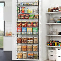 8-Tier Pantry Door Oragnizer, Over The Door Pantry Organizer Rack and Storage, Hanging Spice Rack Shelves Door, Home Office Laundry Room Bathroom & Kitchen Organization Essentials Metal