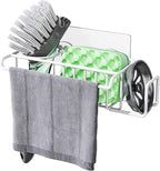 HapiRm Sponge Holder for Kitchen Sink, No Drill Kitchen Sink Caddy Organizer, Rustproof and Waterproof Dish Sponge Holder - White(8.65 * 3.54 * 2.36 in)