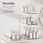 Delamu 2-Tier Multi-Purpose Bathroom Under Sink Organizers and Storage, Stackable Kitchen Pantry Organization, Pull Out Medicine Cabinet Organizer with Movable Dividers, Purple, 2 Pack