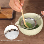 Matcha whisk Set,Japanese Matcha Set,Matcha Bowl with Spout,Matcha Whisk and Holder,Bamboo Scoop,Sifter - 6 Pcs Tea Set for Matcha Lover,Tea Ceremony(Green)