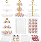 Kootek Dessert Cupcake Stand, 10pcs Dessert Table Display Set, 3 Tiered Cup Cake Holder Tower Stand Riser& Cookie Serving Trays for Wedding, Tea Party, Birthday, Baby Shower
