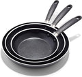 OXO Non-Stick Every Day Frying Pan Set, BPA-Free Comfort Grip Silicone Handles, Dishwasher & Oven Safe, PFAS-Free Ceramic Skillets, Black, 8”, 10” & 12”