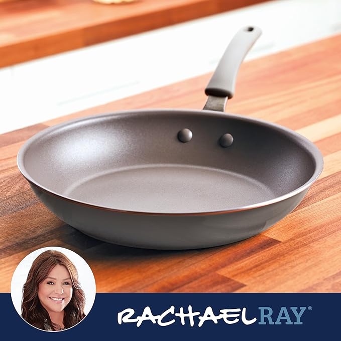 Rachael Ray Cook + Create Nonstick Frying Pan/Skillet, 12.5 Inch, Gray