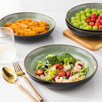 LERATIO Large Pasta Bowls,38oz Ceramic Pasta Bowls,9.0" Reactive Glaze Pasta Bowl Set of 4,Microwave & Dishwasher,Oven Safe,Wide Serving Bowls for Salad,Pasta,Fruit,Scratch Resistant-Light Blue