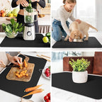 WISELIFE Dish Drying Mat Super Absorbent Drying Mat Large Dish Drying Mats for Kitchen Counter Easy Clean Dish Mat Kitchen Drying Mat18"x 28" Classic Black