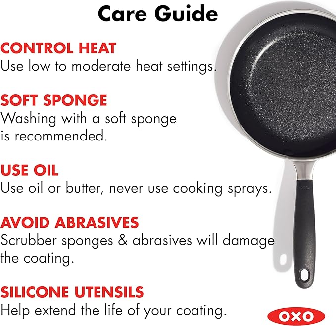 OXO 12” Non-Stick Every Day Frying Pan, BPA-Free Comfort Grip Silicone Handle, Dishwasher & Oven Safe, PFAS-Free Ceramic Skillet, Eggs & Omelets, Black
