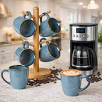GBhome Ceramic Coffee Mugs Set of 6, 12oz Stoneware Coffee Mugs Set For Dad Mom Women MEN, Light Weight Ceramic Coffee Cups for Latte/Tea/Beer/Hot Cocoa, Dishwasher & Microwave Safe