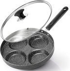 Modern Innovations 4-Cup Nonstick Egg Frying Pan with Lid, Fried Egg Pan, Omelette Pan, Mini Pancake Pan for Stove Top Gas & Electric, Small Egg Skillet, Breakfast Sandwich Maker