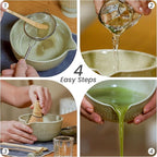 Matcha Whisk Set - 15 OZ Matcha Bowl with Spout and Bamboo Matcha Scoop - Bamboo Whisk (Chasen) - Matcha Kit for Japanese Tea Ceremony