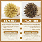 4 Pack Bamboo Dish Brush Set, Natural Palm Dish Scrubber for Pots and Vegetables, Sisal Bristle Bamboo Scrub Brush for Cleaning Dishes and Pans