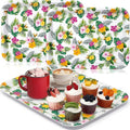 Vesici 3 Pcs Hawaiian Luau Serving Trays 13 x 10 Inch Aloha Tropical Palm Leaf Hibiscus Floral Melamine Platters Reusable Rectangular Serving Dishes for Summer Beach Party Sharing Snacks Fruit Dessert
