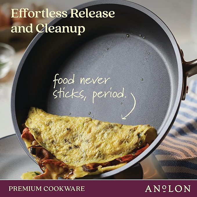 Anolon Accolade Forged Hard Anodized Nonstick Pots & Pans - Induction Cookware Set - 12 Piece - Moonstone Gray