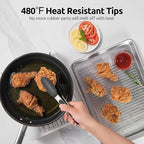 Heat Resistant Silicone Kitchen Tong: U-Taste 9 inch 480ºF Hot Proof Cooking Tong with Firm Sealed Non Stick Rubber Tips & Silicon Coated Steel Handle & Smooth Locking for Serving Grill Salad (Black)