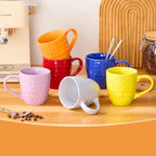 Coffee Mugs Set of 6，14 oz Large Ceramic with Handles,Coffee,Salad,Noodles etc Cups for Cereal Latte,Vibrant Colors (Vibrant 6, 14-oz)