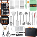 Portable Camping Cooking Utensils Set, Camp Kitchen Set with Organizer Bag, RV Essentials Outdoor Cooking Utensil Kit for Travel, Picnics, Camping, BBQs, Parties