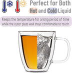 BTaT- Double Walled Glass Coffee Mugs, 16 oz, Set of 6, Glass Coffee Cups with Handle, Insulated Clear Coffee Mug for Hot and Cold Beverages, Cappuccino, Latte, Tea, Americano, Microwave Safe