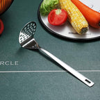 Stainless Steel Potato Masher, Berglander Heavy Duty Metal Potato Ricer, Food Masher Utensil Hand Masher, Vegetables Fruits Versatile Masher, Heat Resistant, Dishwasher Safe, Easy to Clean