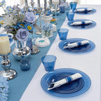 DaYammi 350 Pieces Cobalt Blue Glitter Dinnerware Set 50 Guest for Party- 50 Dinner Plates, 50 Dessert Plates -50 Per Rolled Napkins with Blue Cutlery - 50 Disposable Cups 9 OZ