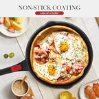 12 Inch Frying Pans Nonstick with Lid, Non Stick Saute Pan Skillet, Large Cooking Pan Kitchen Pans, Compatible with All Stoves, Detachable Handle, Oven Safe, PFOA Free, Red (5 Qt)