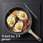 JEETEE 11 inch Nonstick Frying Pan Granite Stone Coating Cookware, Nonstick Omelette Skillet with Soft Touch Handle, All Stove Induction Compatible (Gray)