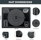 Extra Large Baking Mat - 26" Silicone Pastry Mat, Reusable Non-Stick Dough Mat with Measurement for Fondant, Rolling Dough, Pie Crust, Pizza and Cookies, Black