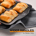 HONGBAKE 2 Pack Mini Loaf Baking Pans 8-Cavity, Nonstick Small Cornbread Pan, Tiny Banana Bread Pan Set, Heavy Duty Brownie TIn, Dark Grey