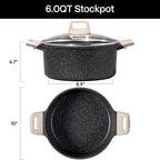 CAROTE Nonstick Stock Pot with Lid Soup Pot, 6 Quart Casserole with Lid, Easy to Clean Non Stick Cooking Pot,Pasta Pot