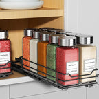 RCHYFEED Pull Out Spice Rack Organizer for Cabinet,Slide out Spice Organizer for Inside Cabinets,Heavy Duty Spice Organization for Kitchen and Pantry,Seasoning,Sauces(1-Tier,4.5" Wx10.5 Dx2.5 H)