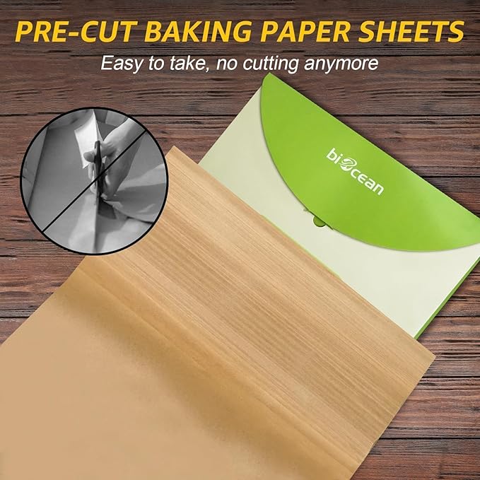 100Pcs 16x24 In Unbleached Parchment Paper Sheets - Heavy Duty Precut Baking Paper, Non-Stick & Non-Toxic for Air Fryer, Oven, Steaming - Bake Cookies, Cake, Bread