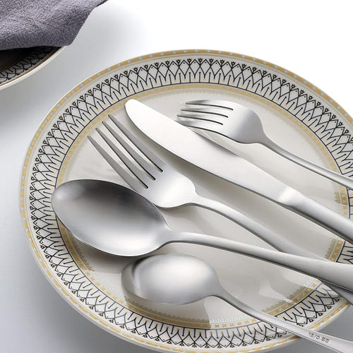40 Piece Silverware Set, LIANYU Flatware Cutlery Set for 8, Include Knife Fork Spoon, Fancy Satin Finish Eating Utensils Tableware for Home Restaurant Party, Matte Finish, Dishwasher Safe